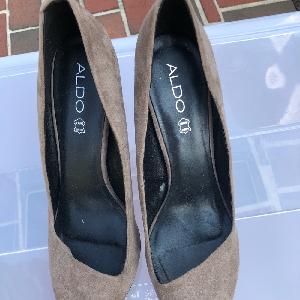 Grey suede heels
